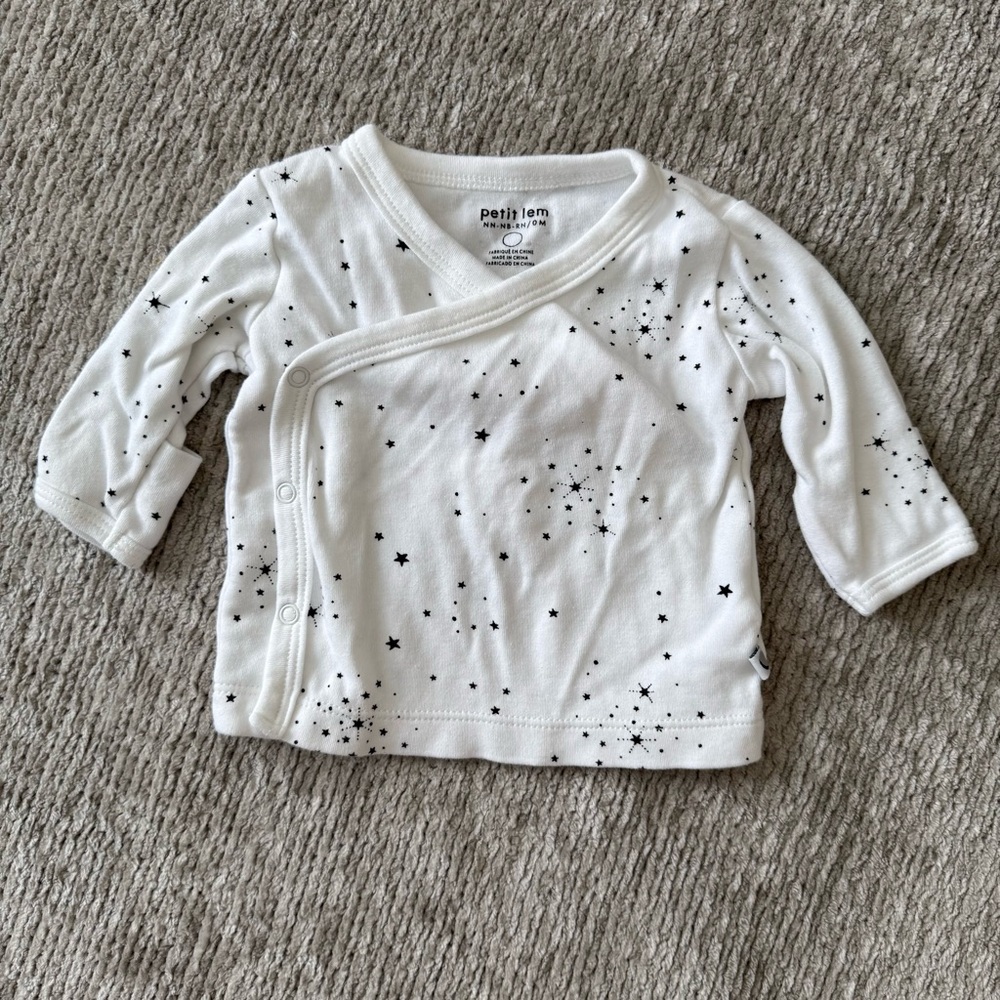 Petit‎ Lem Newborn Wrap Top Star Print Organic Cotton NB